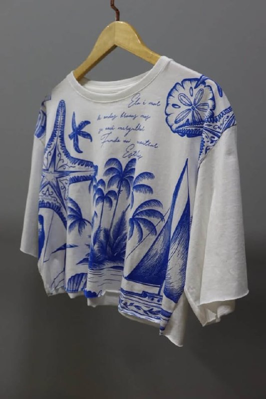 Cropped Oversized Donna Estampa Náutica - frente - Madame La Donna
