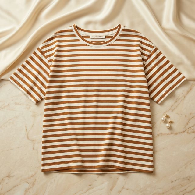Blusa Listrada Donna — Caramelo e Branco