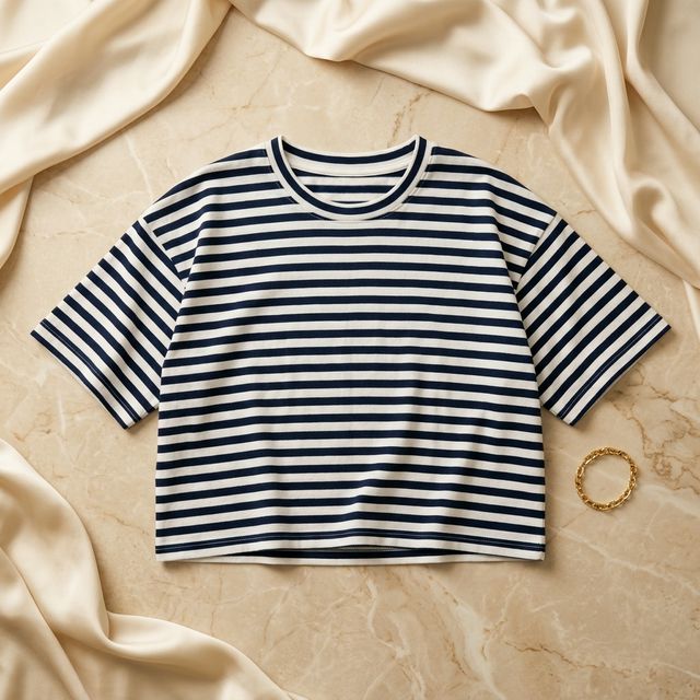 Cropped Oversized Donna — Estampa Náutica